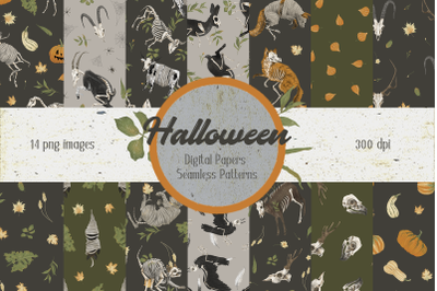 Halloween Digital Papers. Seamless Patterns.