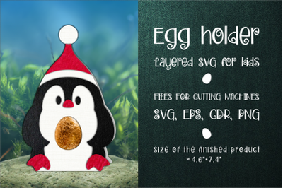 Penguin Christmas Chocolate Egg Holder Template SVG