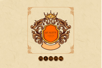 Ellegant Badge Crown Ornate Classic SVG