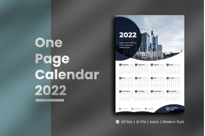 Black Circle One Page Calendar 2022