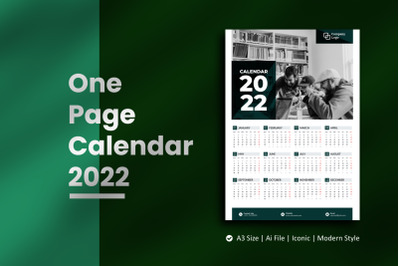 Mono One Page Wall Calendar 2022