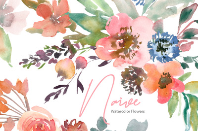 Bright Naive Watercolor Flowers
