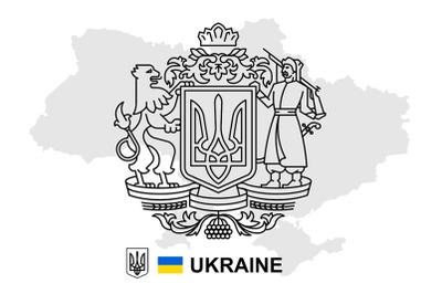 Ukraine map with coat of arms