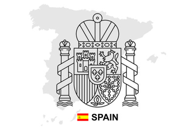 Spain map with coat of arms