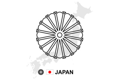 Japan map with coat of arms