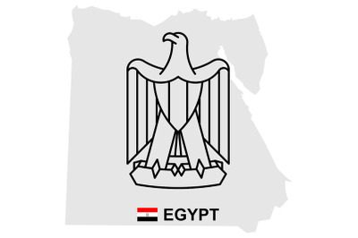 Egypt map with coat of arms