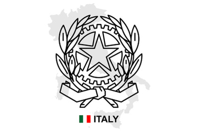 Italy map with coat of arms