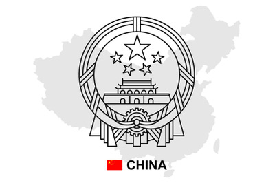 China map with coat of arms