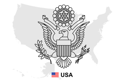 USA map with coat of arms