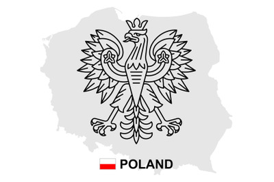 Poland map with coat of arms