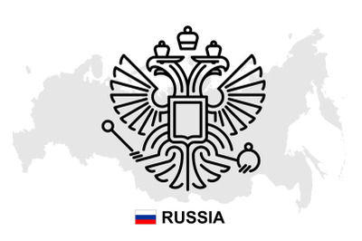 Russia map with coat of arms