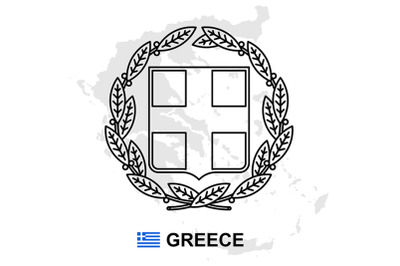 Greece map with coat of arms