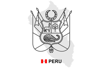 Peru map with coat of arms