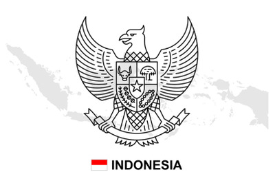 Indonesia map with coat of arms