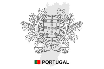 Portugal map with coat of arms