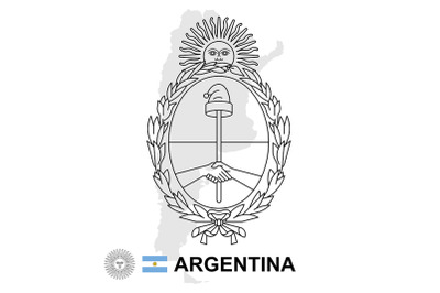 Argentina map with coat of arms