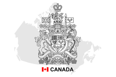Canada map with coat of arms