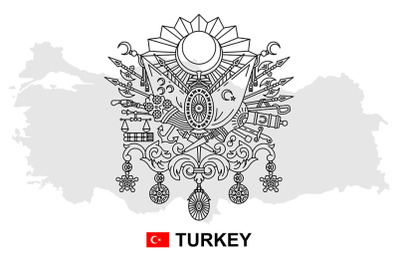 Turkey map with coat of arms