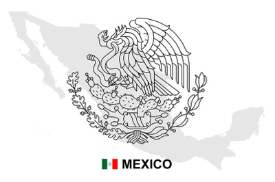 Mexico map with coat of arms