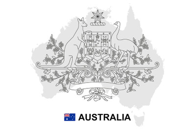 Australia map with coat of arms