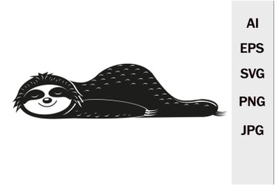 Cute animal sloth does fitness lies resting&2C; SVG format