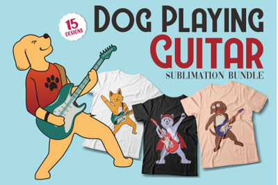 Funny Dog Playing Guitar T-shirt Designs Bundle