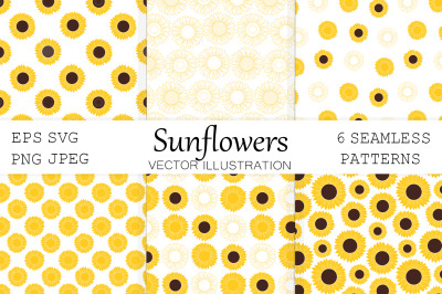 Sunflowers pattern. Sunflowers graphics. Sunflowers SVG