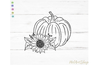 Pumpkin&nbsp;with Sunflower SVG