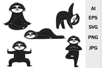 Bundle Cute animal sloth does fitness, monogram, SVG format