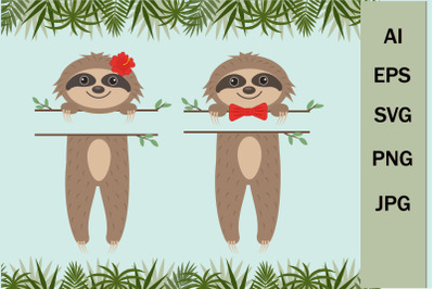 Cute sloths with a text separator