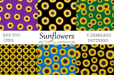 Sunflowers pattern. Sunflowers graphics. Sunflowers SVG