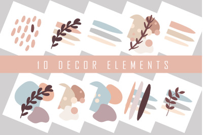 10 Elements for designs in pastel colors
