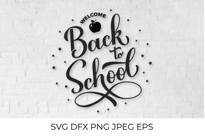 Back to school lettering. First day of school quote SVG