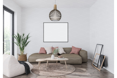 Interior scene artwork background frame mockup