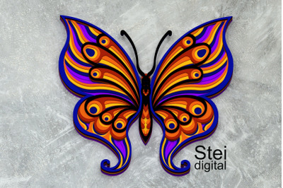 3d Butterfly SVG, DXF cut files, layered Butterfly svg.
