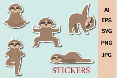 Cute Sloths play sports&2C; clip art and stickers