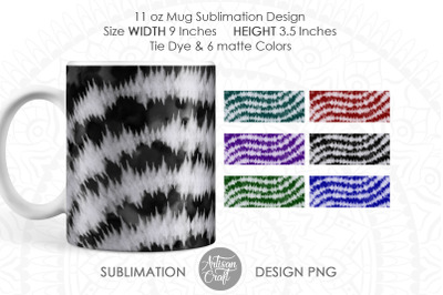 Sublimation mug PNG with tie dye art for 11 oz mug