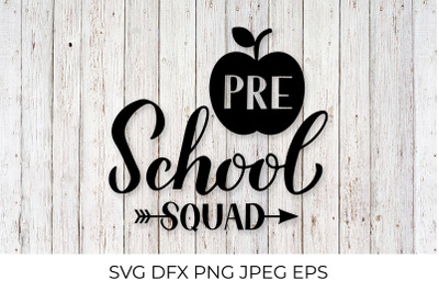 Preschool squad lettering. First day of school SVG