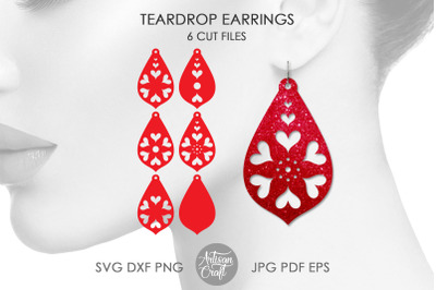 Teardrop earring SVG with hearts