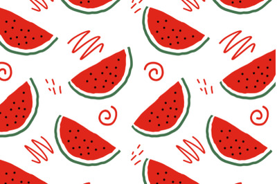 watermelon slices seamless pattern white