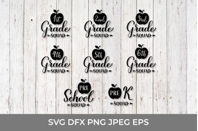School Grade SVG  Bundle. Pre-k, Preschool 1st to 6th Grades.
