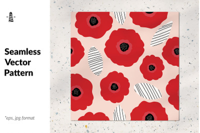 Poppy flower seamless pattern