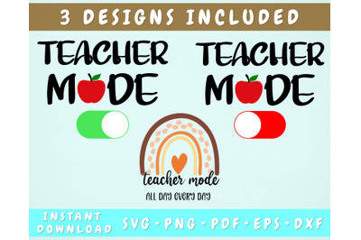 Teacher Mode SVG - 3 Designs&2C; Teacher Mode On SVG&2C; Teacher Mode Off SV