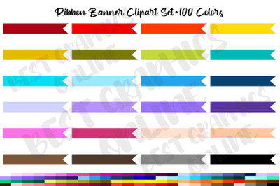 Ribbon Banner Clipart&2C; Digital Banners&2C; Ribbon Graphic Image