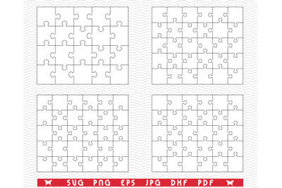 SVG White Puzzle&2C; Separate Pieces digital clipart