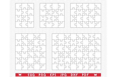 SVG White Puzzle, Separate Pieces digital clipart