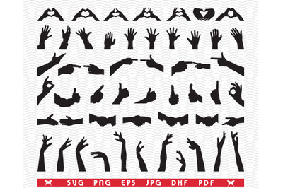 SVG Hands&2C; Fist Fingers&2C; Black Silhouettes&2C; Digital clipart