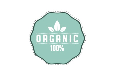 Organic label icon to mark veggie food isolated on white