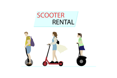 Scooter rental, urban city transport, eco moving in town