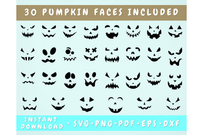 Pumpkin Faces SVG Bundle - 30 Bundle&2C; Jack o Lantern SVG